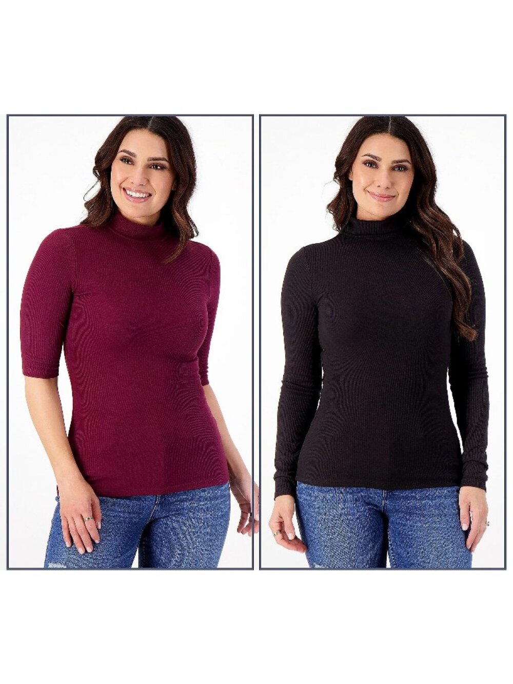 Studio Park x Courtney Khondabi Tops XS Set of 2 Knit Dark Cherry Black Comfort